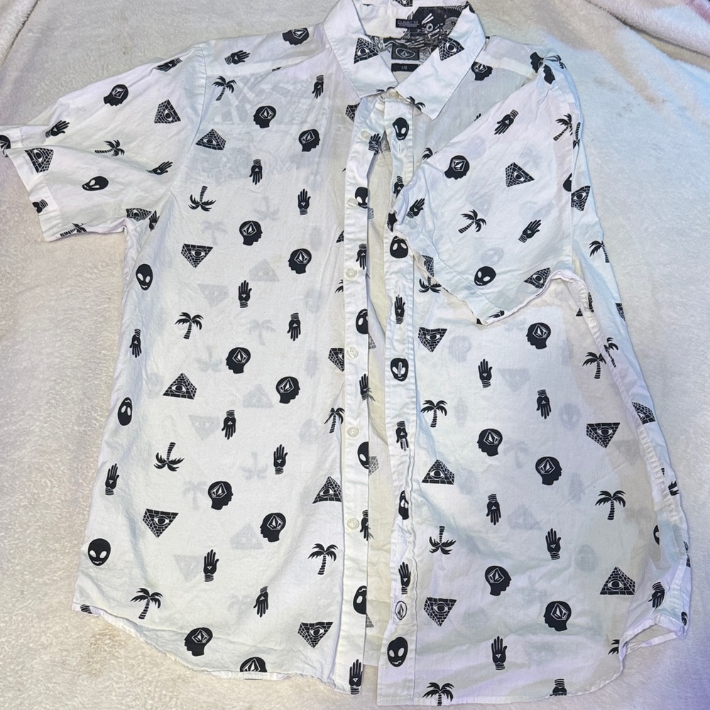 Volcom White Patterned Shirt